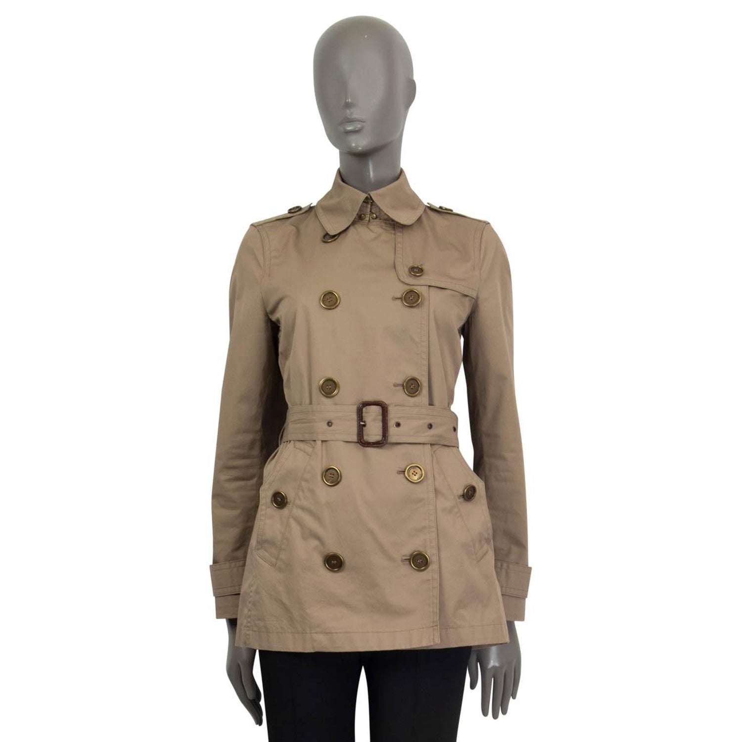 BURBERRY BRIT kahki beige cotton TRENCH Coat Jacket 34 XS at 1stDibs