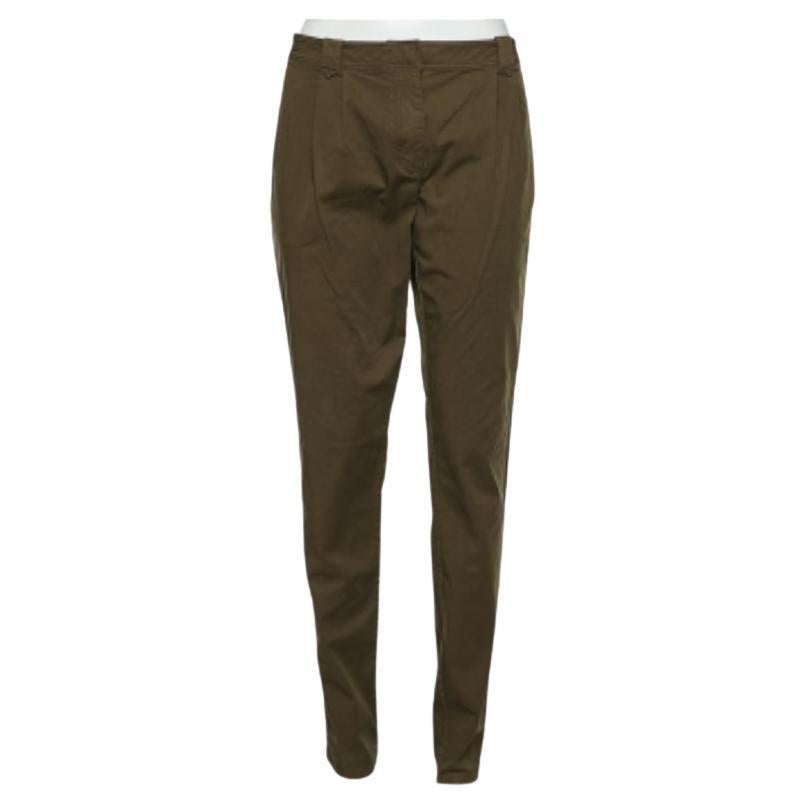 Burberry Brit Khakigrüne plissierte Baumwollhose L