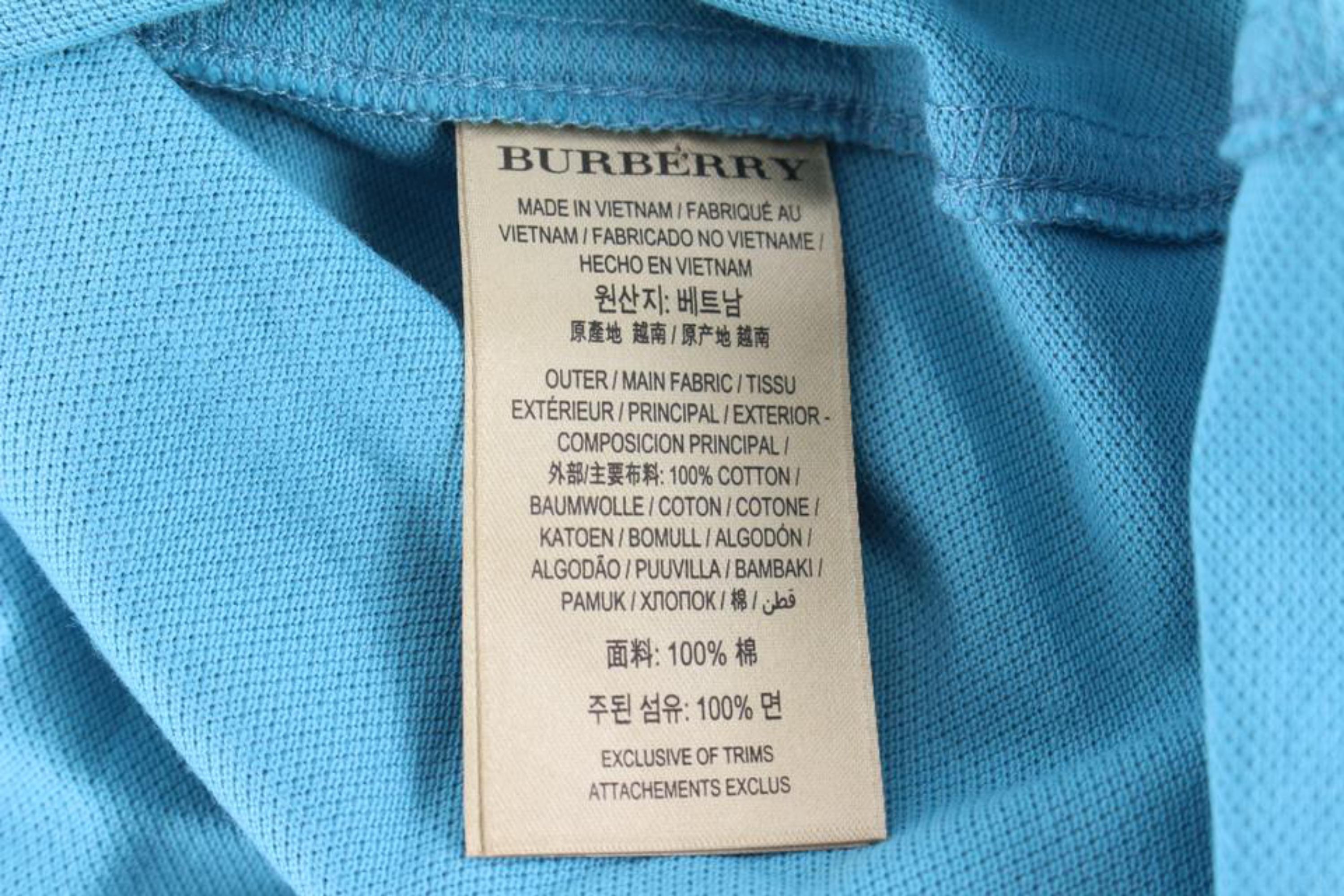 Burberry Brit Men's Large Light Blue Logo Polo Shirt 56B715S In Excellent Condition For Sale In Dix hills, NY