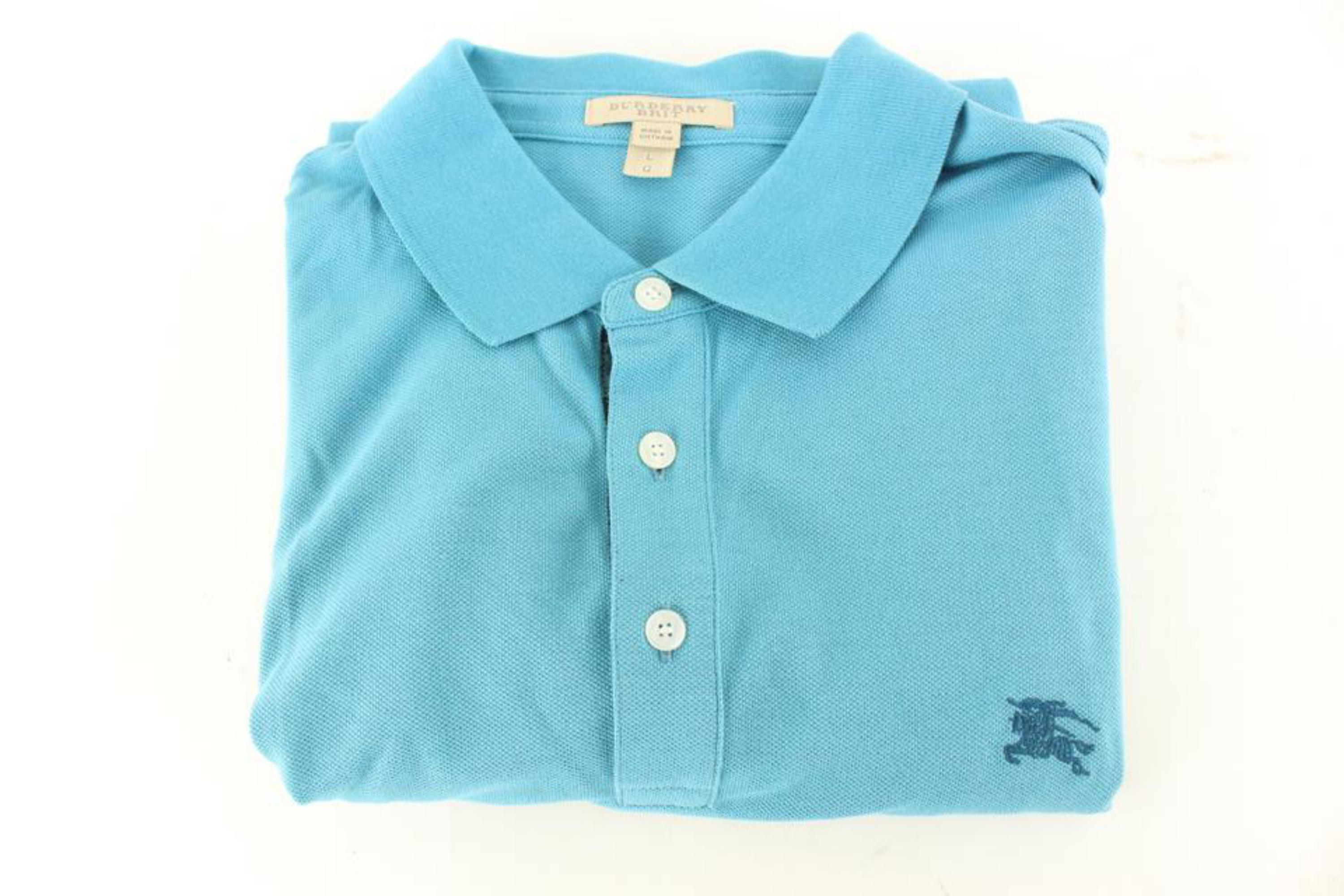 Burberry Brit Men's Large Light Blue Logo Polo Shirt 56B715S For Sale 5