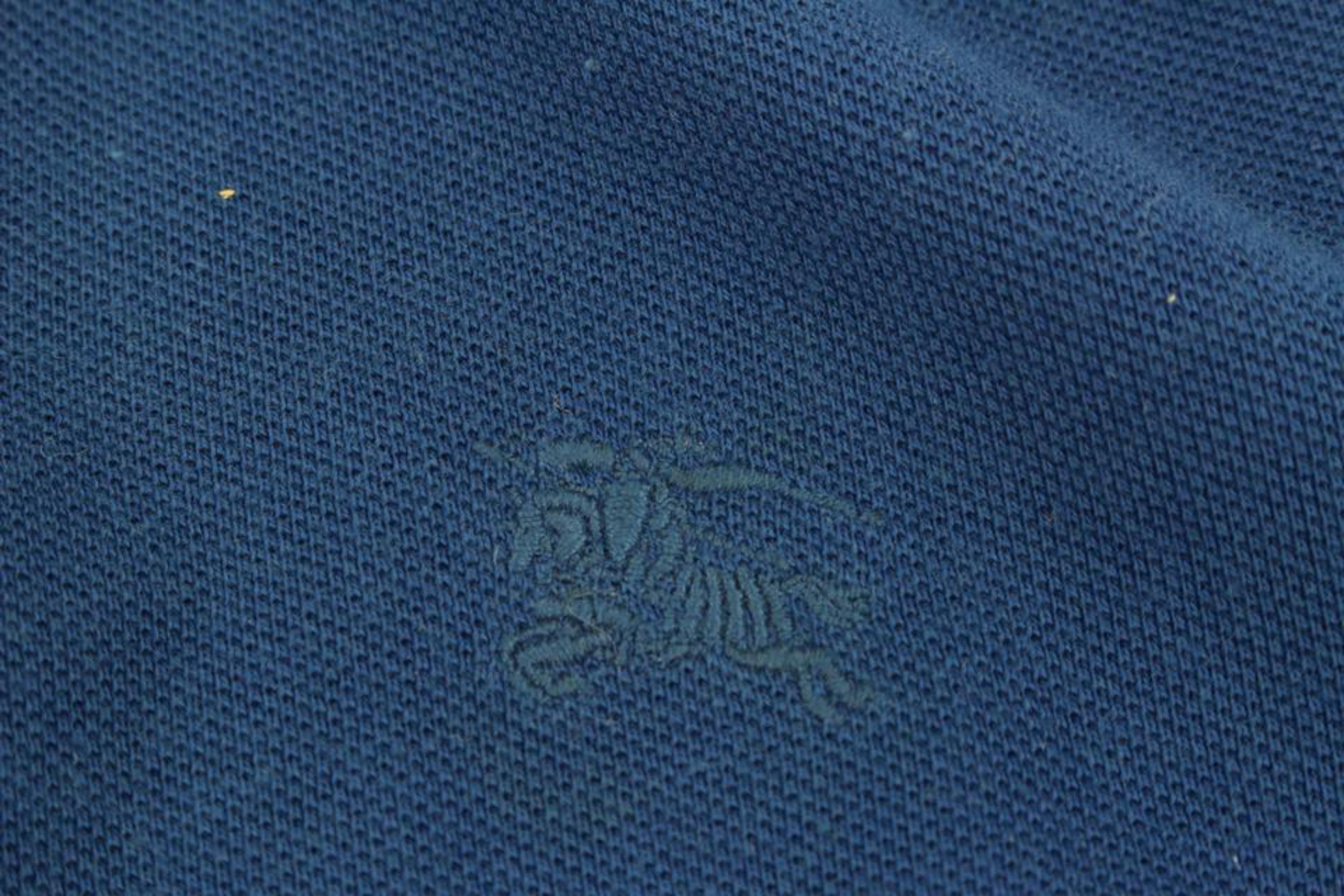 Burberry Brit Mens S Royal Blue Nova Check Collar Button Up Short Sleeve Polo 5