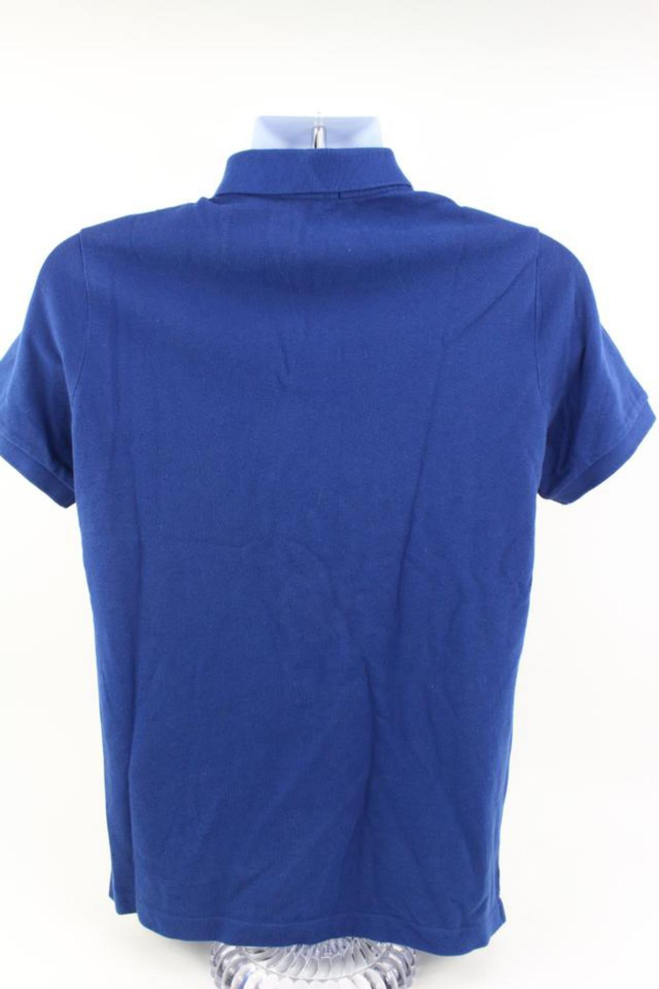 Burberry Brit Mens S Royal Blue Nova Check Collar Button Up Short Sleeve Polo In Fair Condition In Dix hills, NY