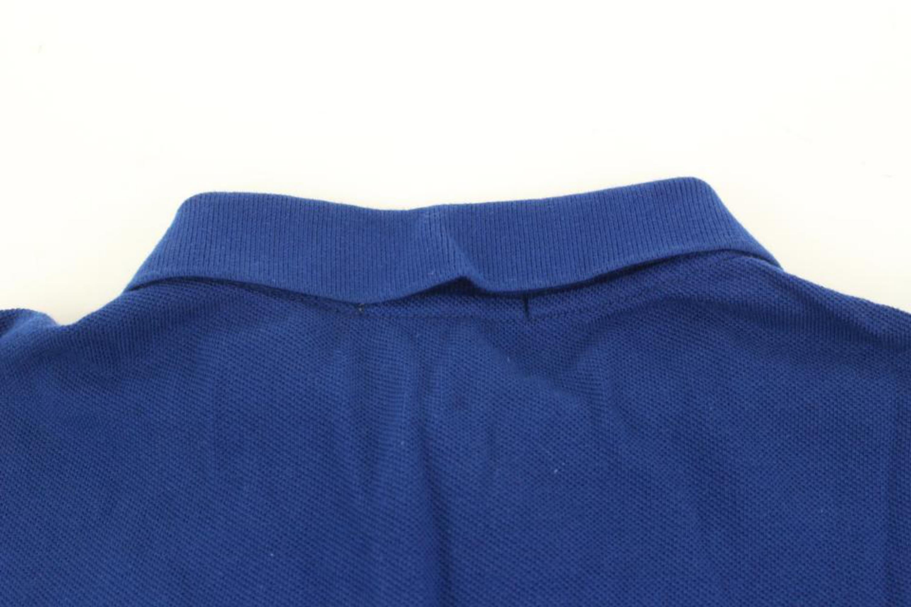 Burberry Brit Mens S Royal Blue Nova Check Collar Button Up Short Sleeve Polo  For Sale 2