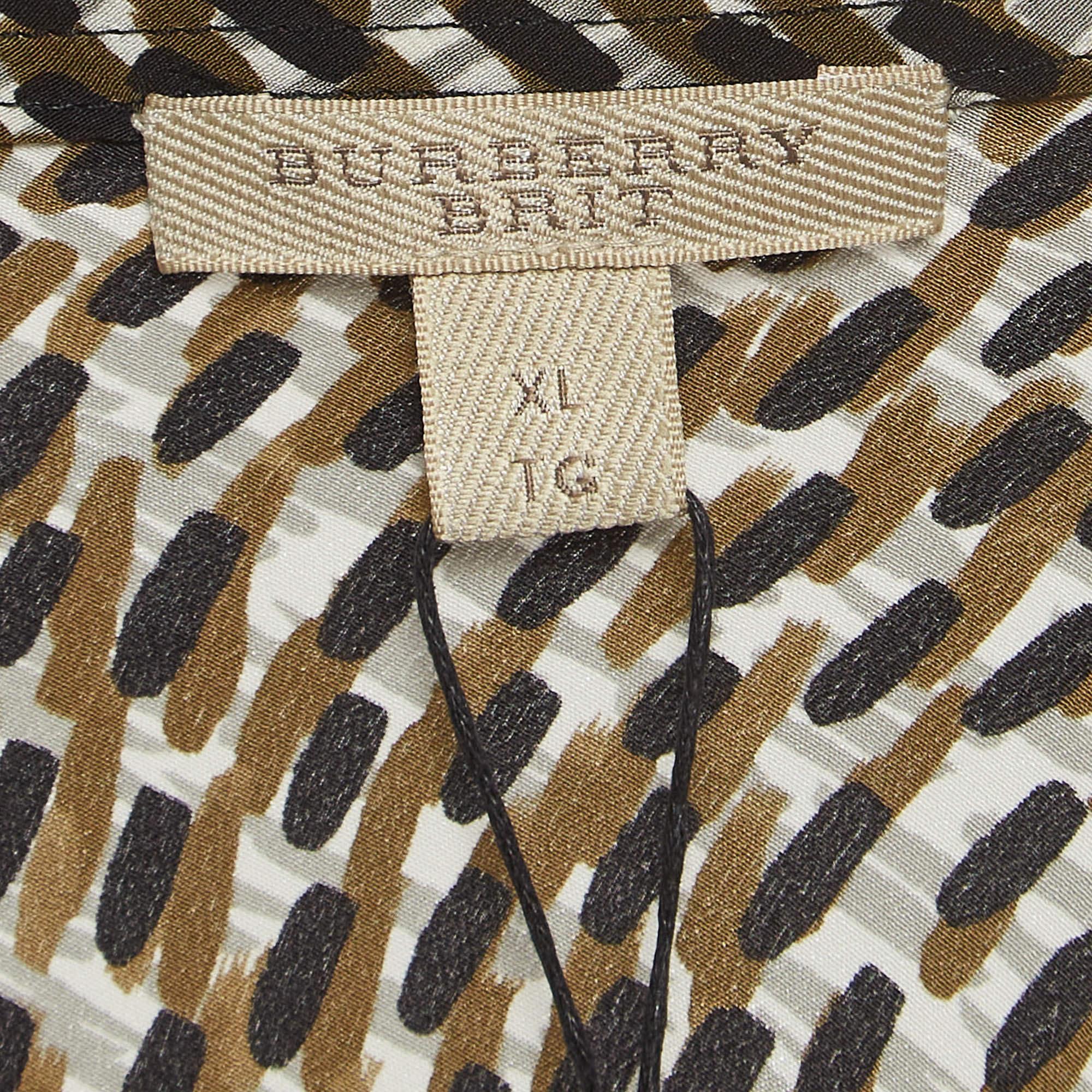 Women's Burberry Brit Multicolor Printed Silk Sleeveless Top XL For Sale