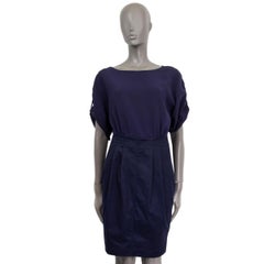 BURBERRY BRIT navy blue cotton blend OPEN BACK SHORT SLEEVE Dress 8 S