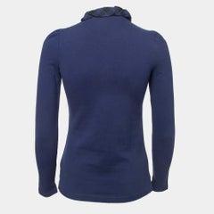 Burberry Brit Navy Blue Cotton Ruffled Collar Full Sleeve Polo T-Shirt XS