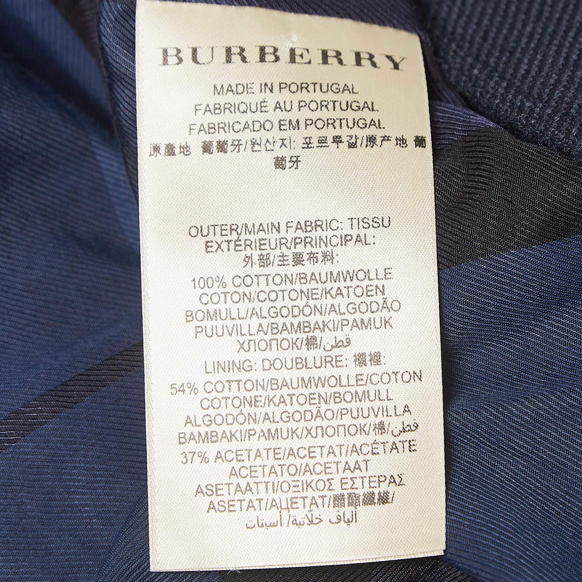 Burberry Brit Navy Blue Cotton Single Breasted Blazer M For Sale 1