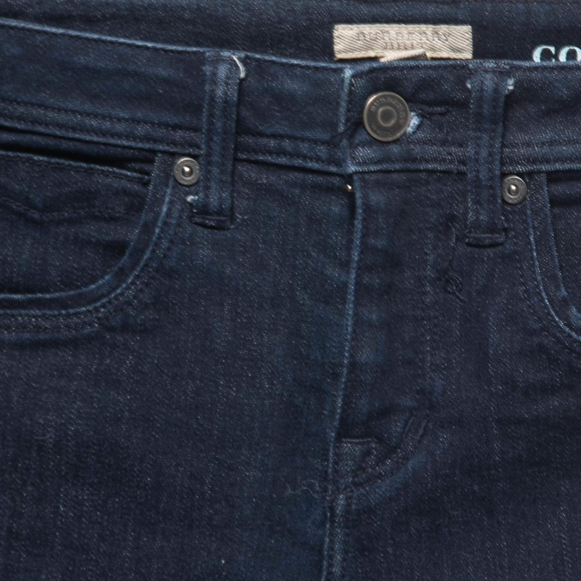 Black Burberry Brit Navy Blue Denim Corwell Jeans S For Sale