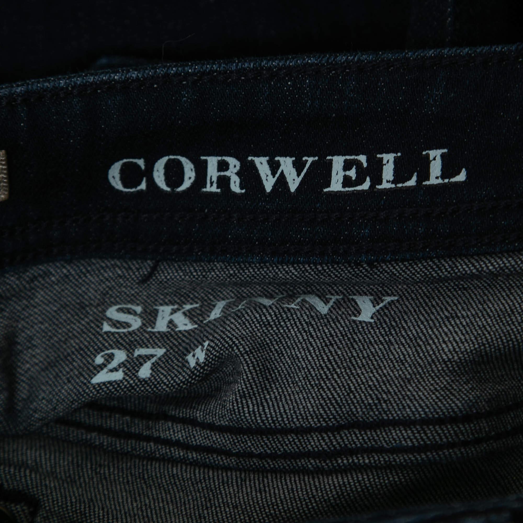 Burberry Brit Navy Blue Denim Corwell Jeans S In Good Condition For Sale In Dubai, Al Qouz 2