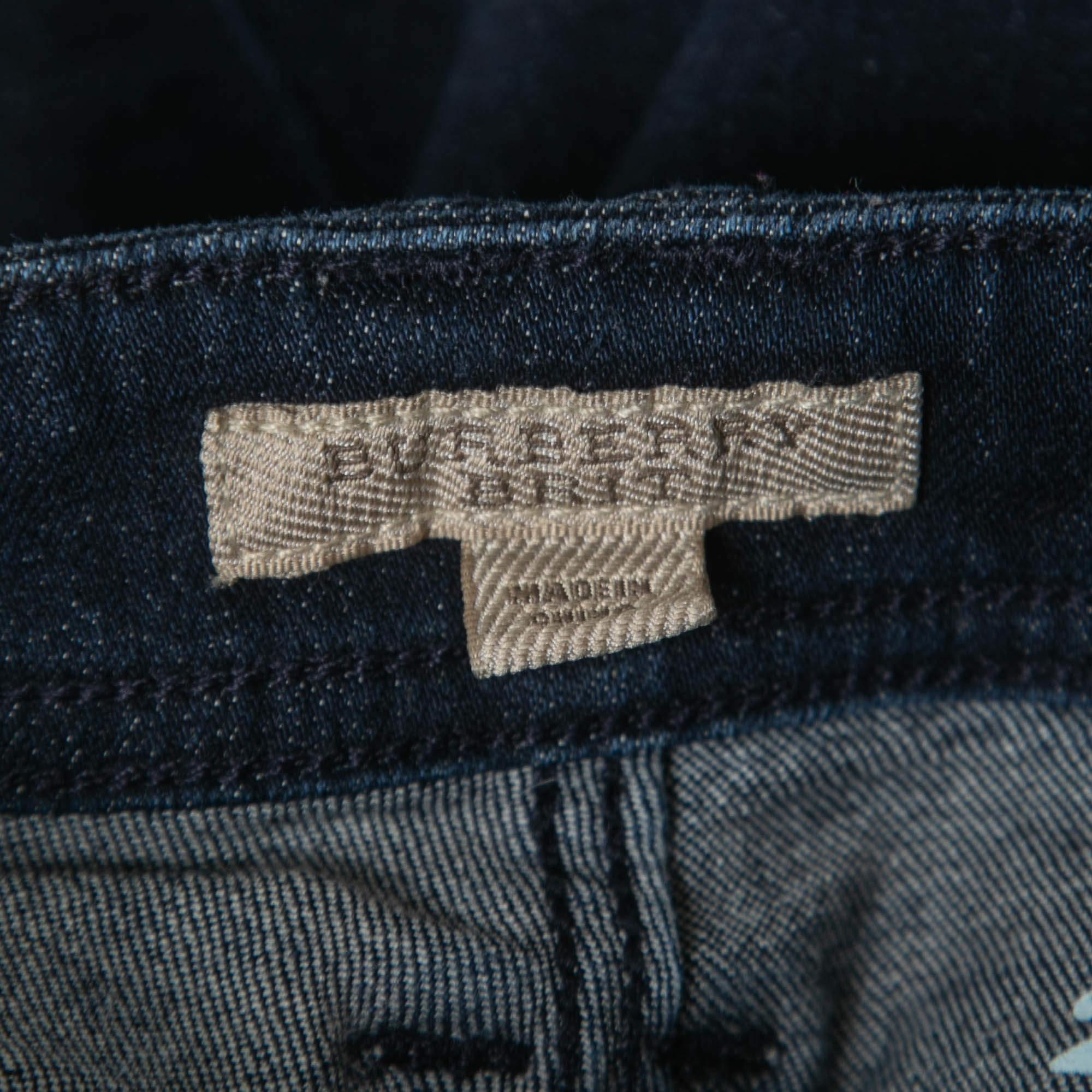 Women's Burberry Brit Navy Blue Denim Corwell Jeans S For Sale