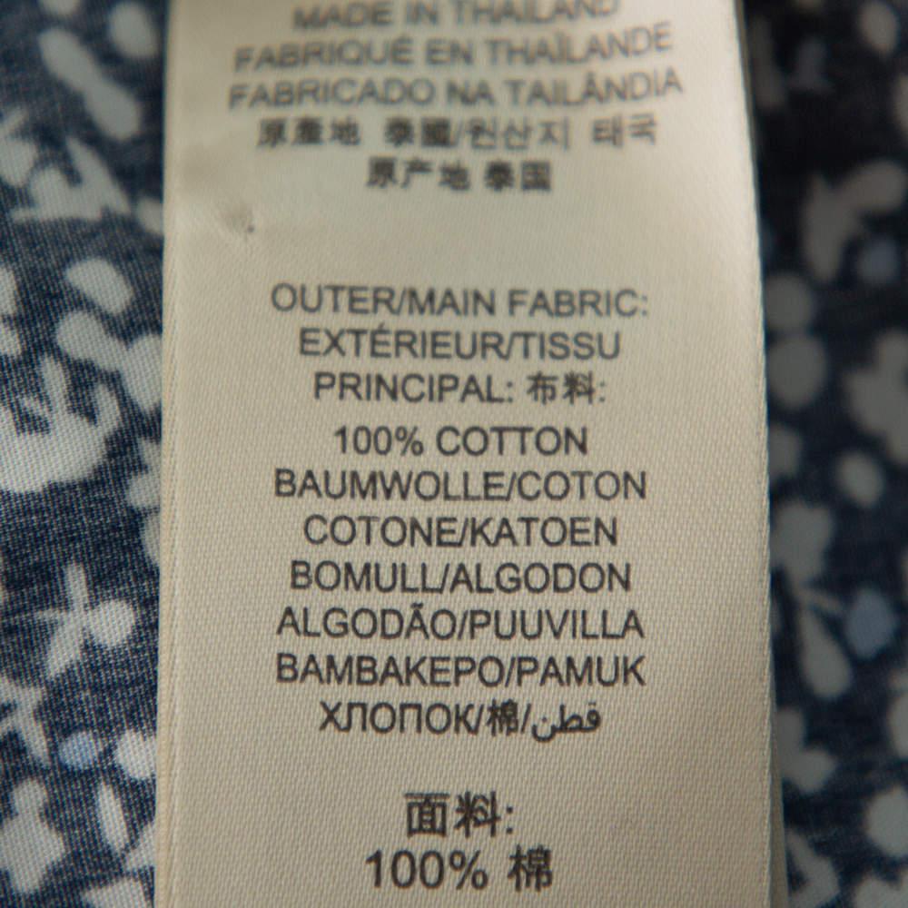 Burberry Brit Navy Blue Printed Cotton Button Front Shirt XS 2