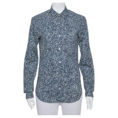 Burberry Brit Navy Blue Printed Cotton Button Front Shirt XS