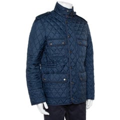 Burberry Brit Navy Blue Synthetic Quilted Russell Field Jacket M
