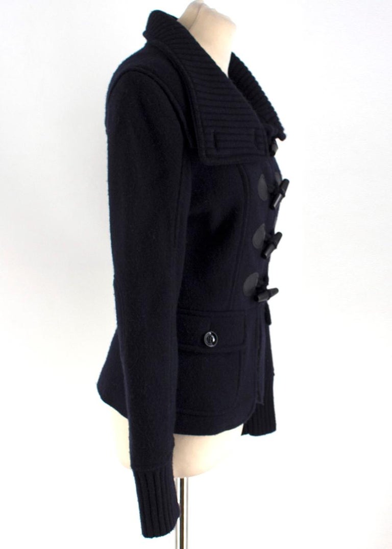 Burberry Brit Navy Blue Wool Toggle-Buttoned Knit Jacket S at 1stDibs