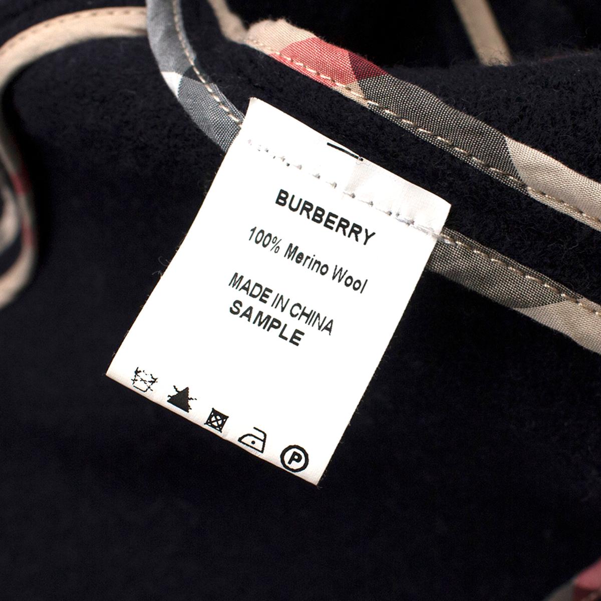 Black Burberry Brit Navy Blue Wool Toggle-Buttoned Knit Jacket S