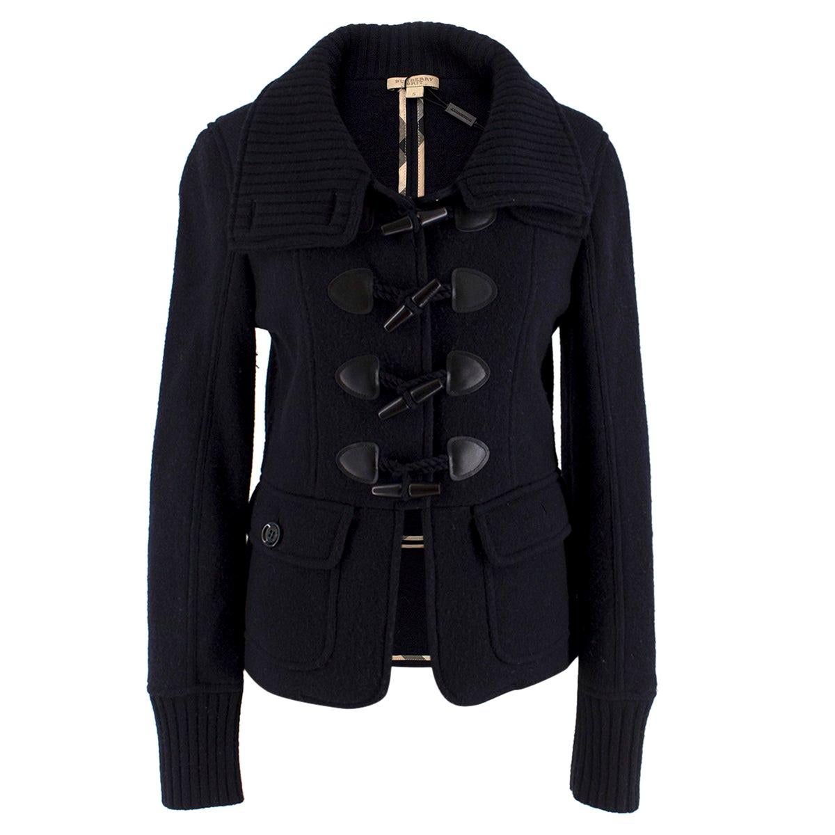 Burberry Brit Navy Blue Wool Toggle-Buttoned Knit Jacket S