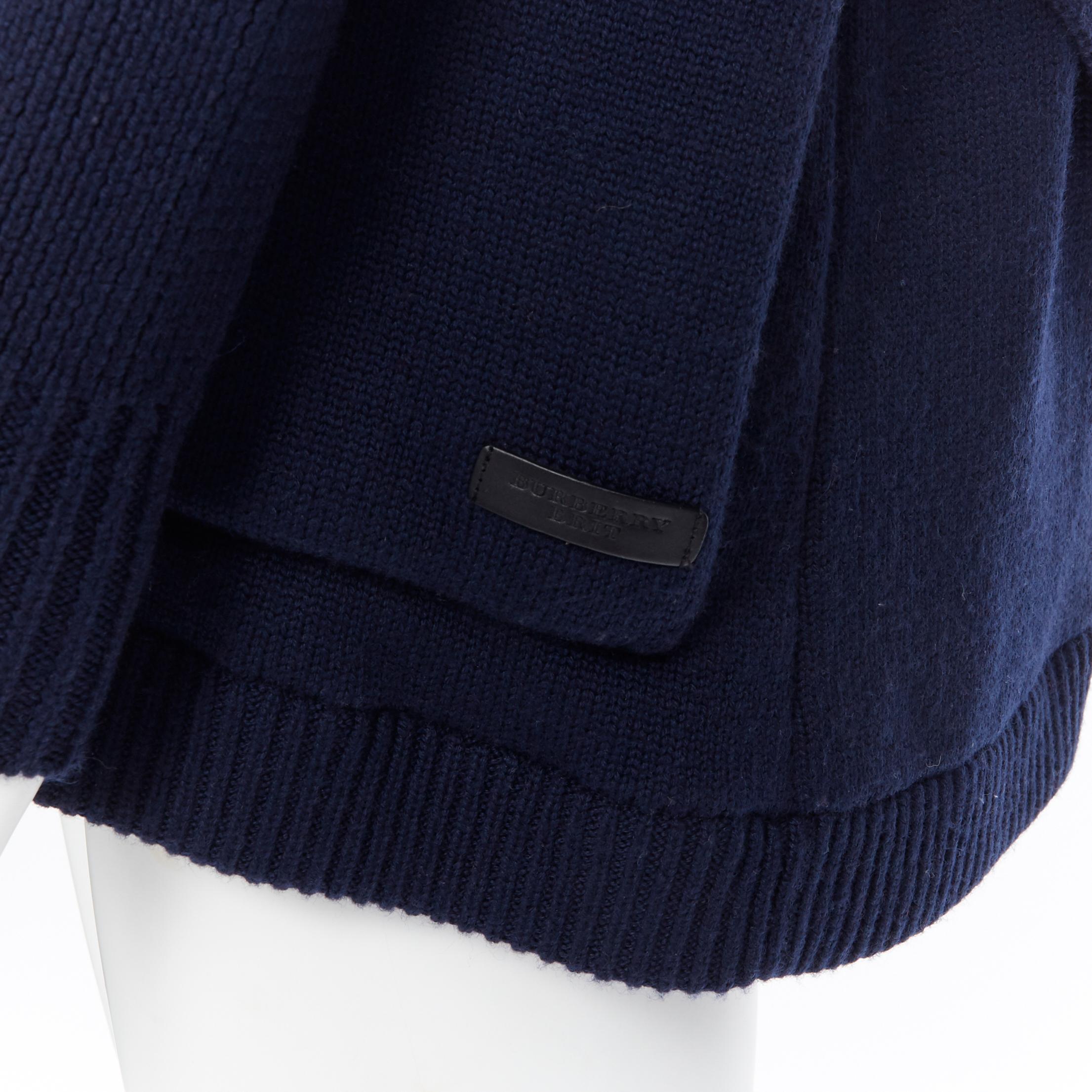 BURBERRY BRIT navy wool layered sleeve padded lining double breasted coatigan S 2