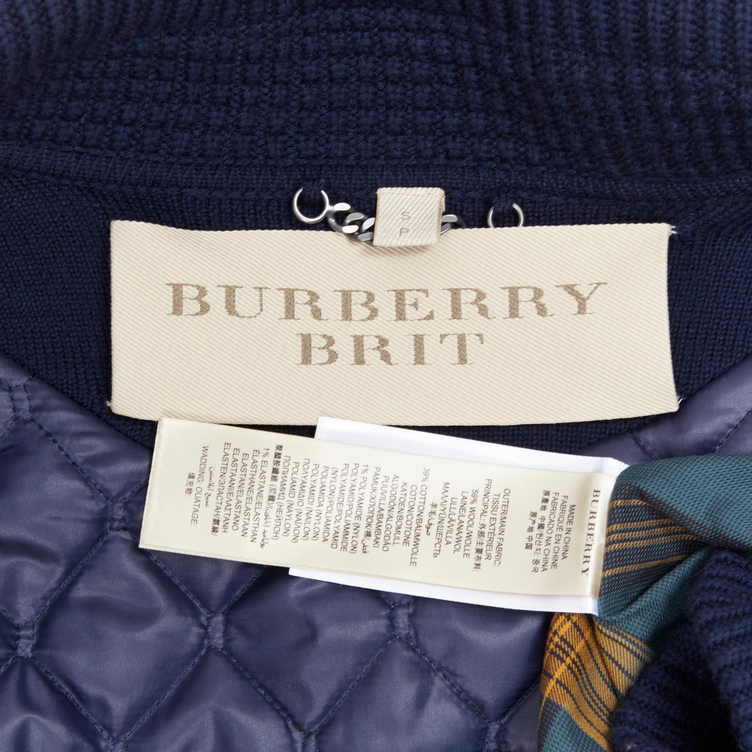 BURBERRY BRIT navy wool layered sleeve padded lining double breasted coatigan S 4