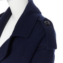 BURBERRY BRIT navy wool layered sleeve padded lining double breasted coatigan S