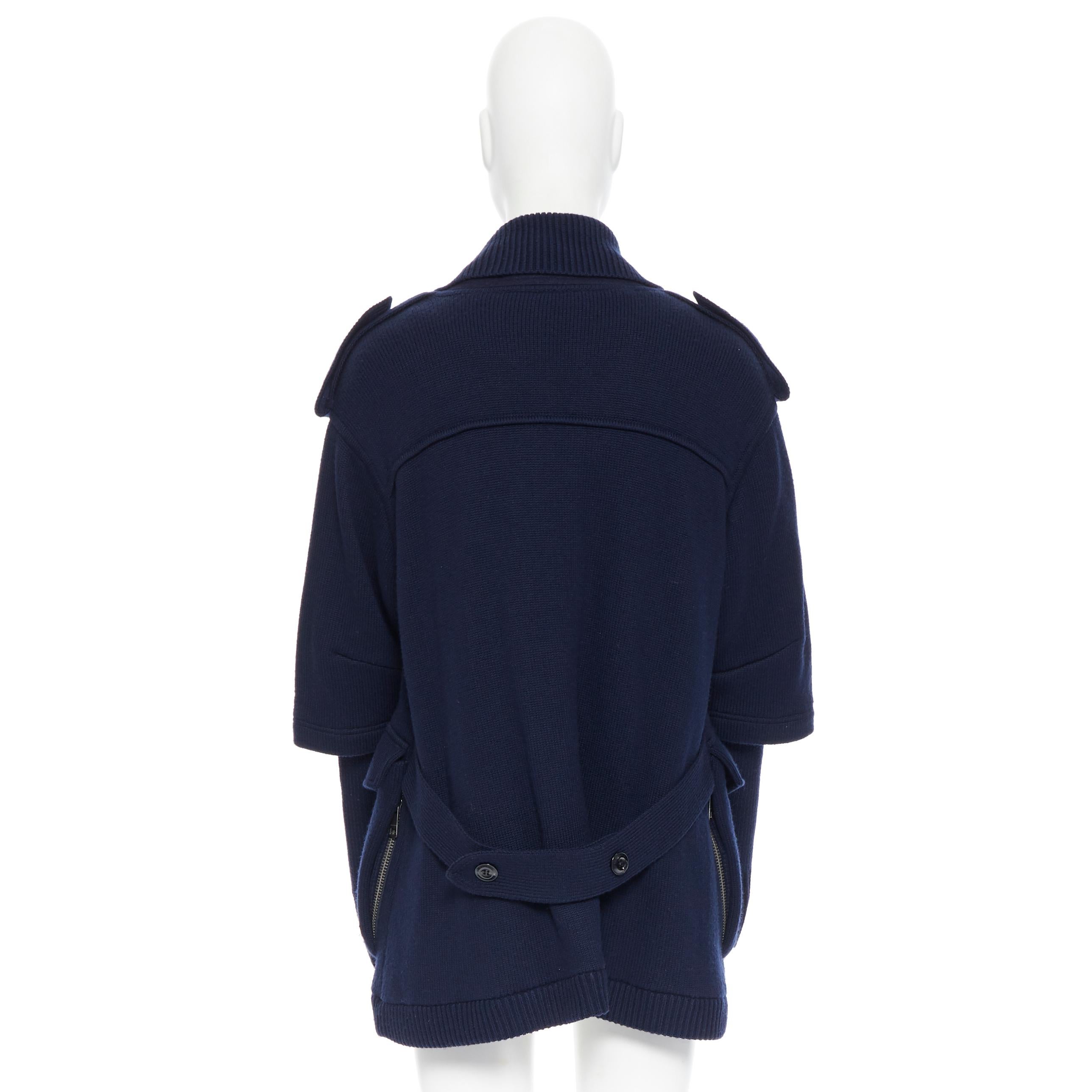 BURBERRY BRIT navy wool layered sleeve padded lining double breasted coatigan S In Good Condition In Hong Kong, NT