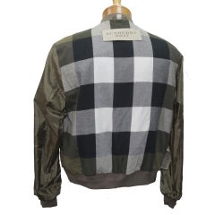 Burberry Brit Olive L Two Tone Nylon Bomber Jacket Size Shirt