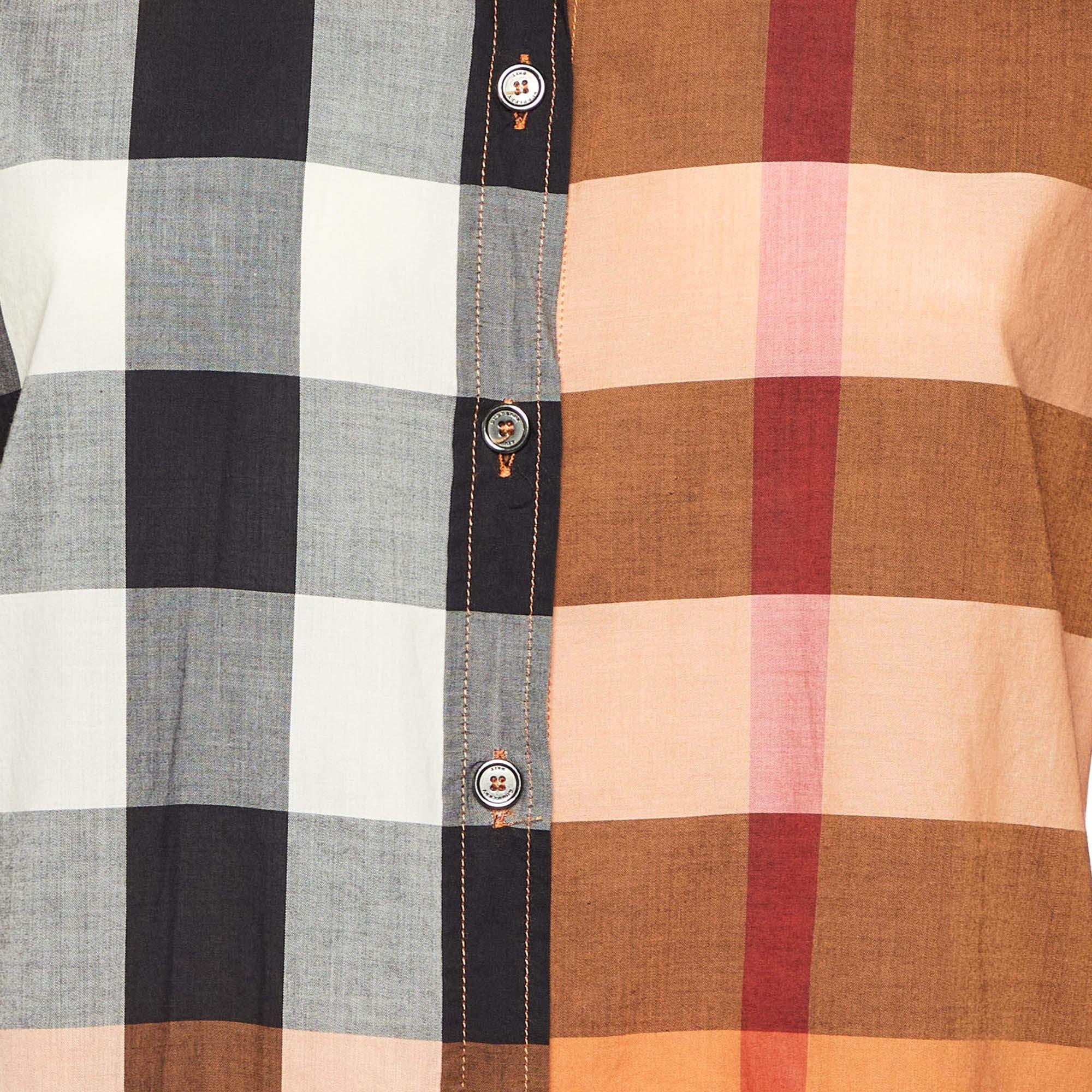 Burberry Brit Orange Nova Checks Cotton Shirt L In Excellent Condition In Dubai, Al Qouz 2