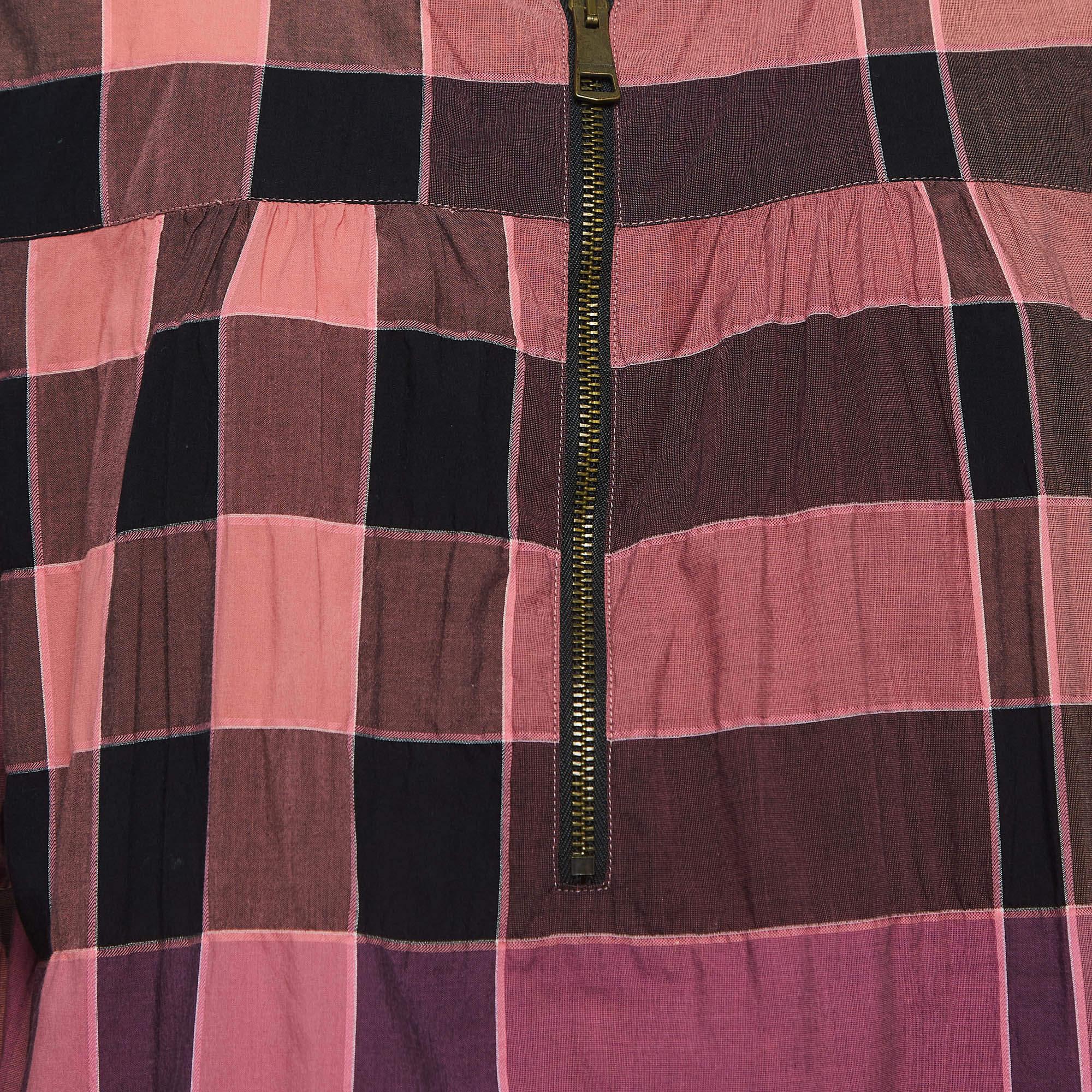 Brown Burberry Brit Pink Checked Cotton Tunic M For Sale