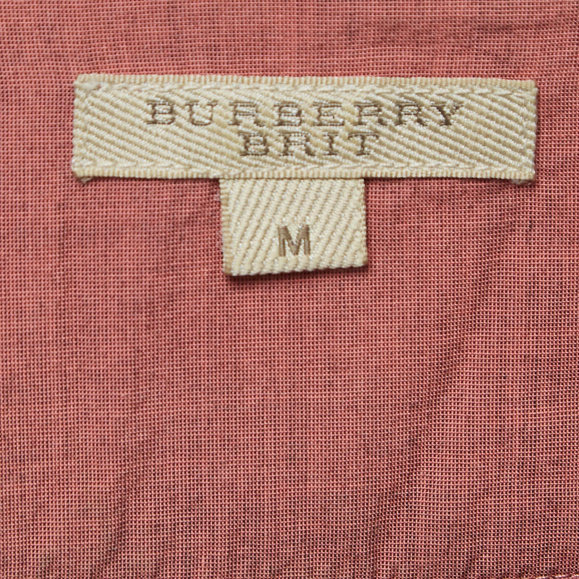 Burberry Brit Pink Checked Cotton Tunic M In Good Condition For Sale In Dubai, Al Qouz 2