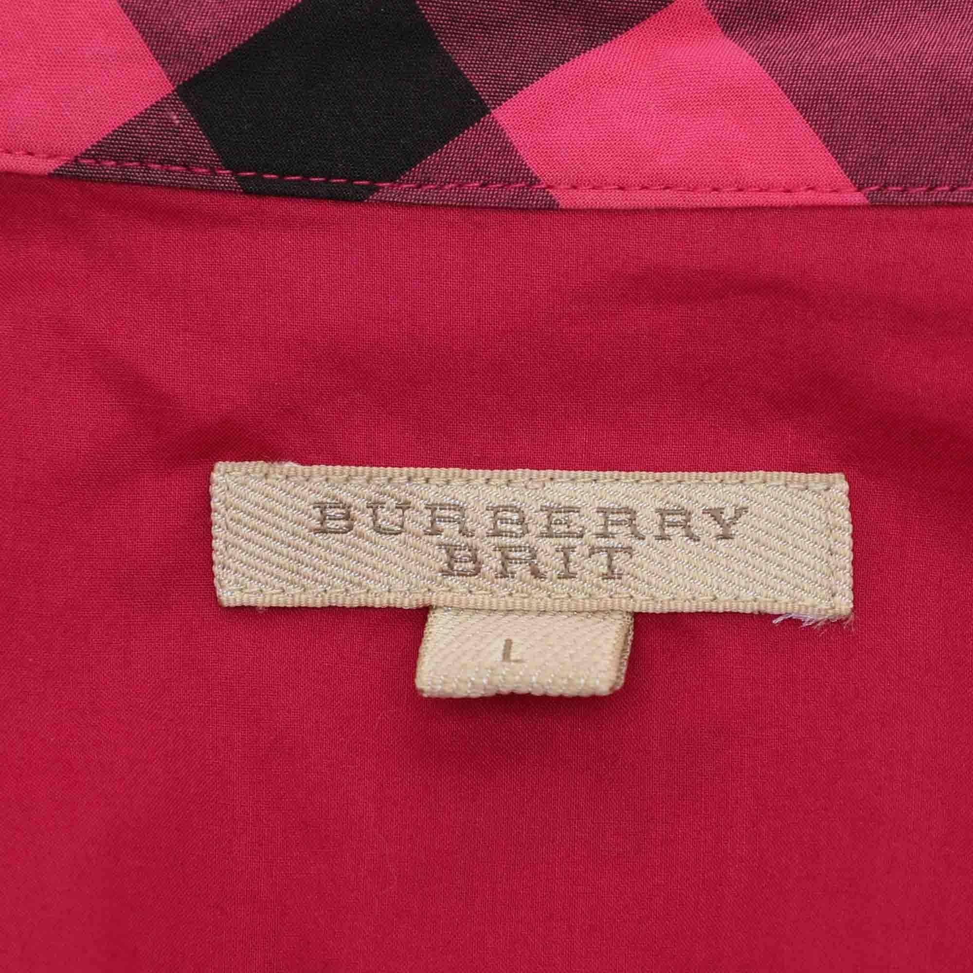 Burberry Brit Camisa de algodón rosa con botones delanteros L en Bueno Estado en Dubai, Al Qouz 2