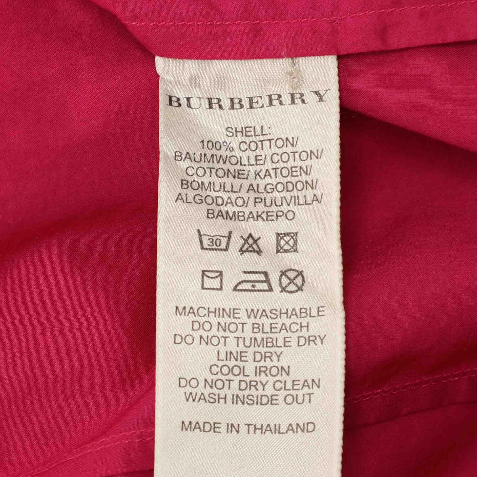 De las mujeres Burberry Brit Camisa de algodón rosa con botones delanteros L