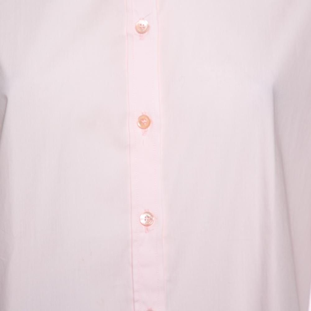 Gray Burberry Brit Pink Cotton Button Front Shirt L