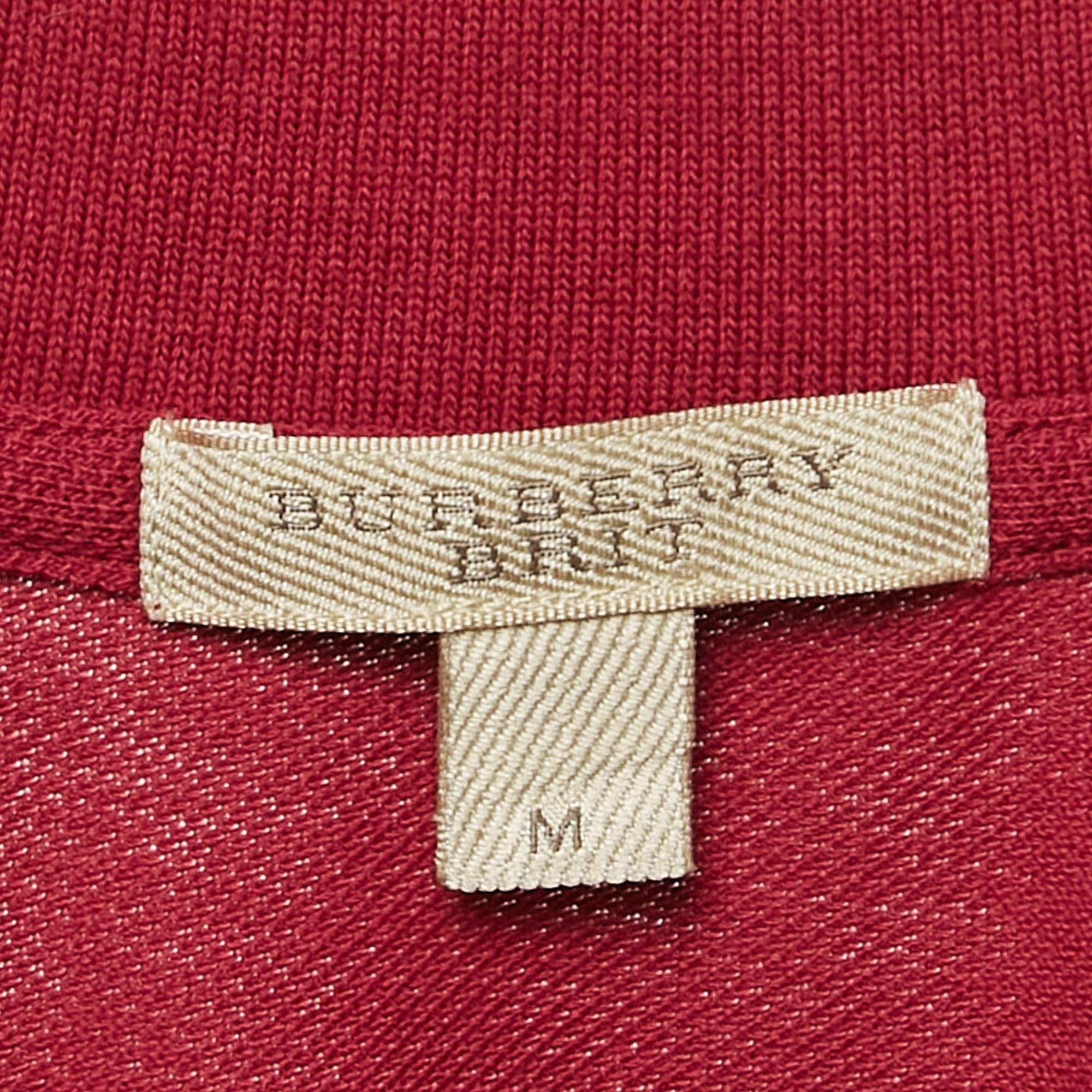 Men's Burberry Brit Pink Logo Embroidered Cotton Pique Polo M