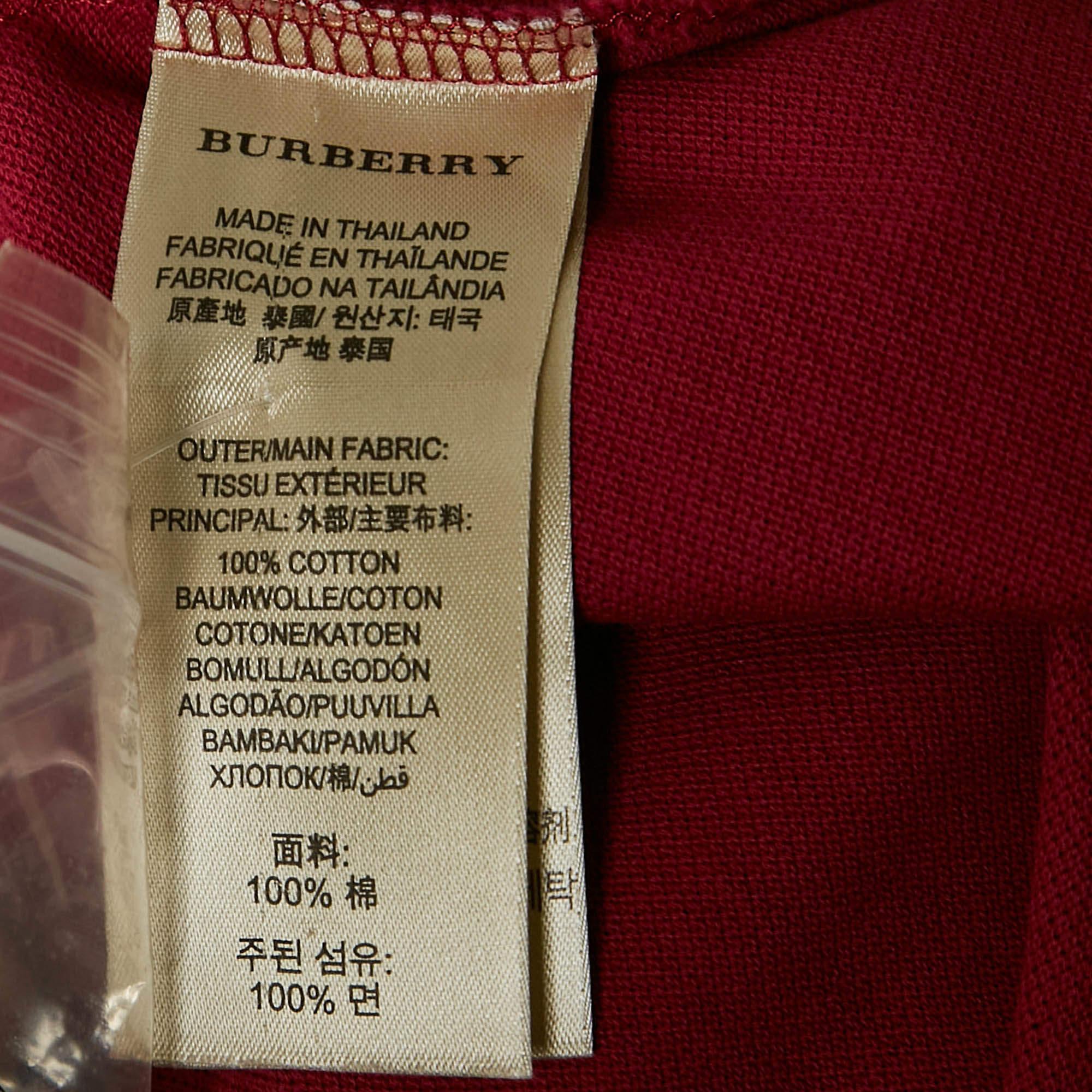 Burberry Brit Pink Logo Embroidered Cotton Pique Polo M 1