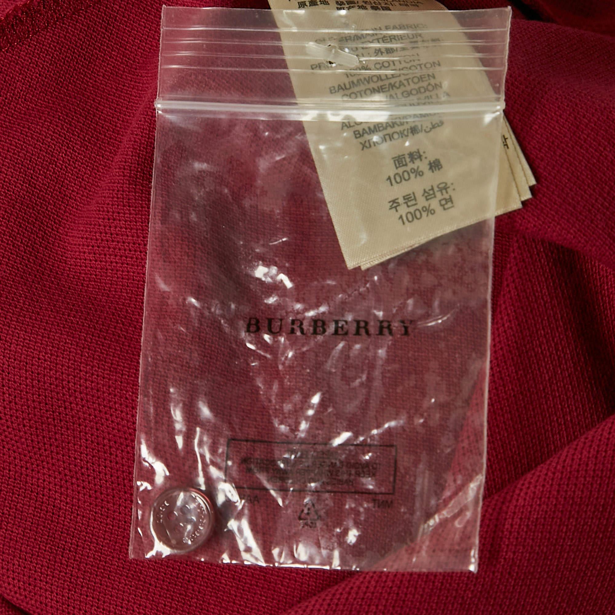 Burberry Brit Pink Logo Embroidered Cotton Pique Polo M 2