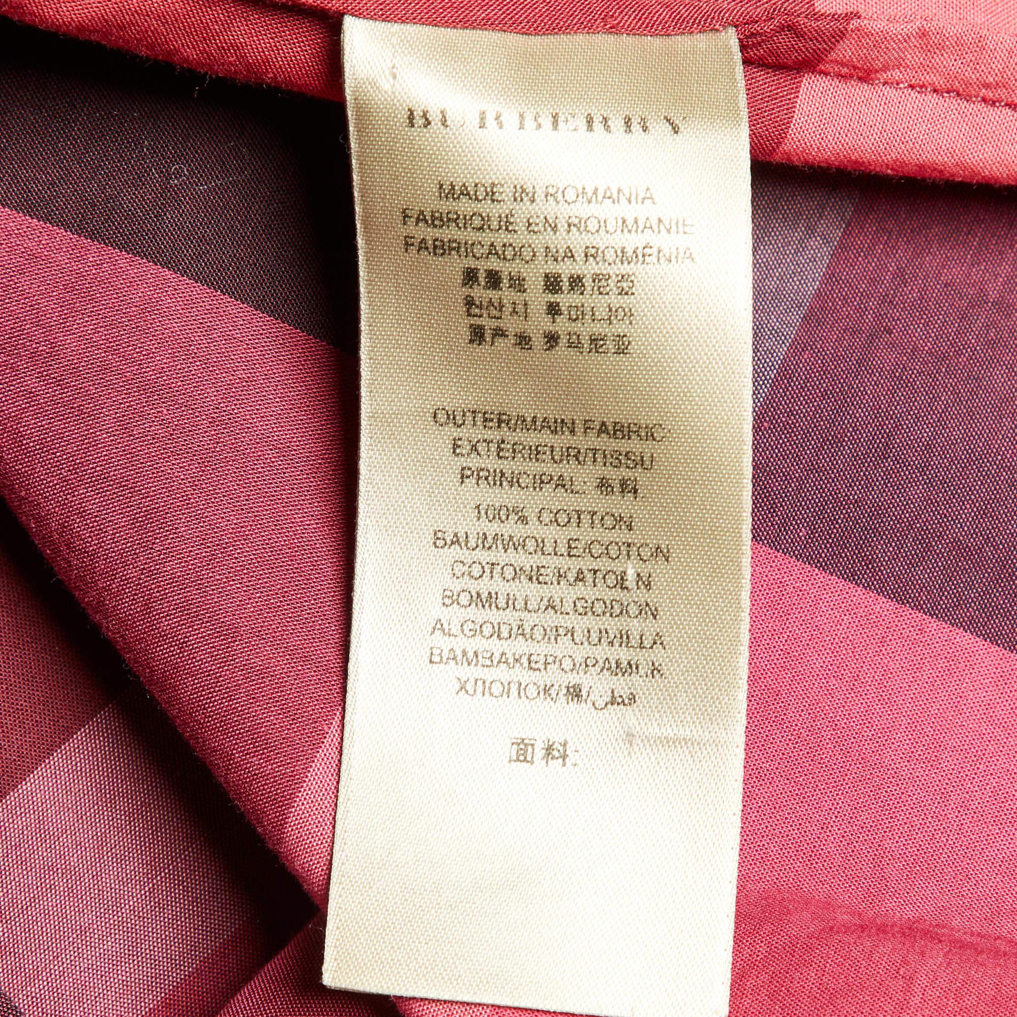 Women's Burberry Brit Pink Nova Check Cotton Button Front Shirt L For Sale