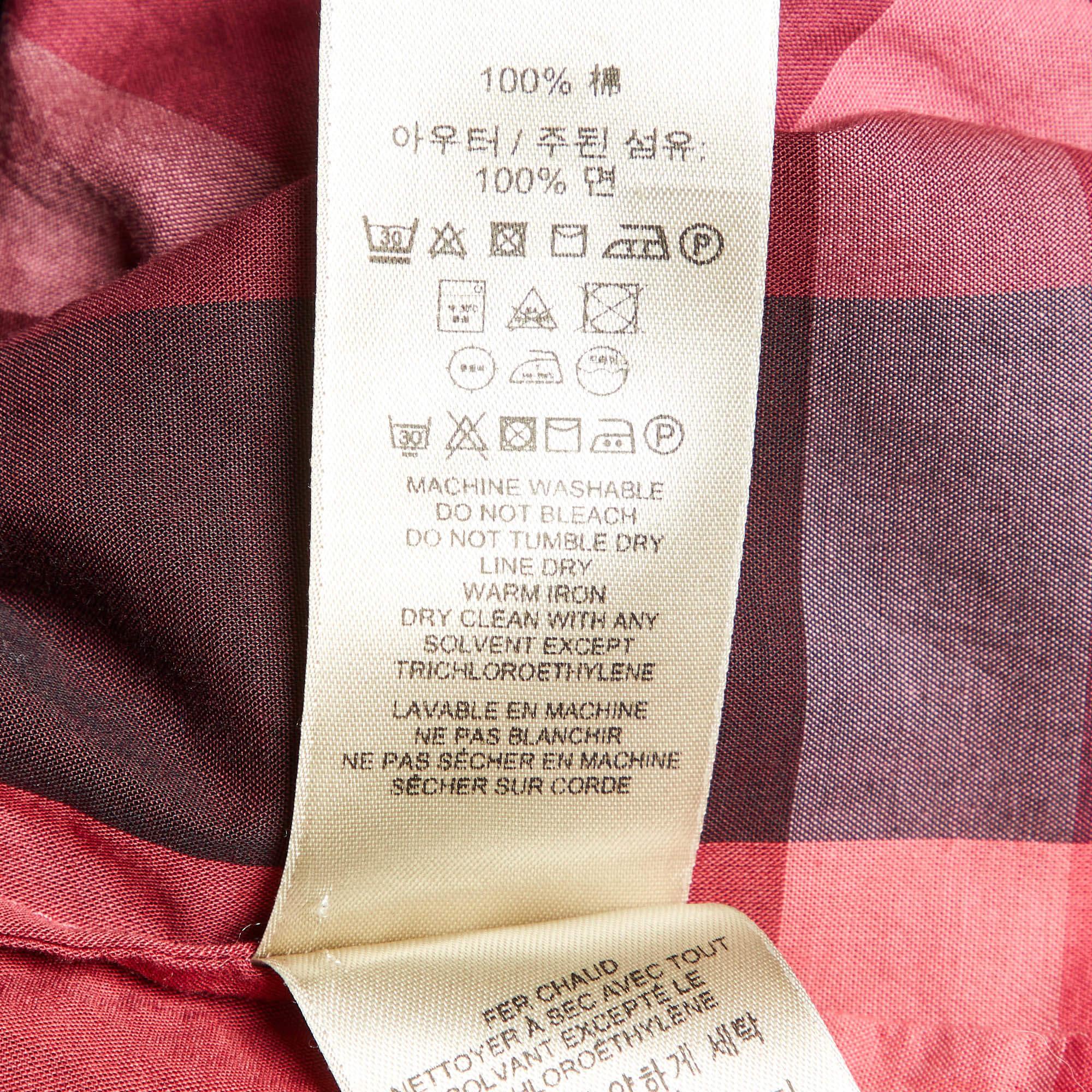 Burberry Brit Pink Nova Check Cotton Button Front Shirt L For Sale 1