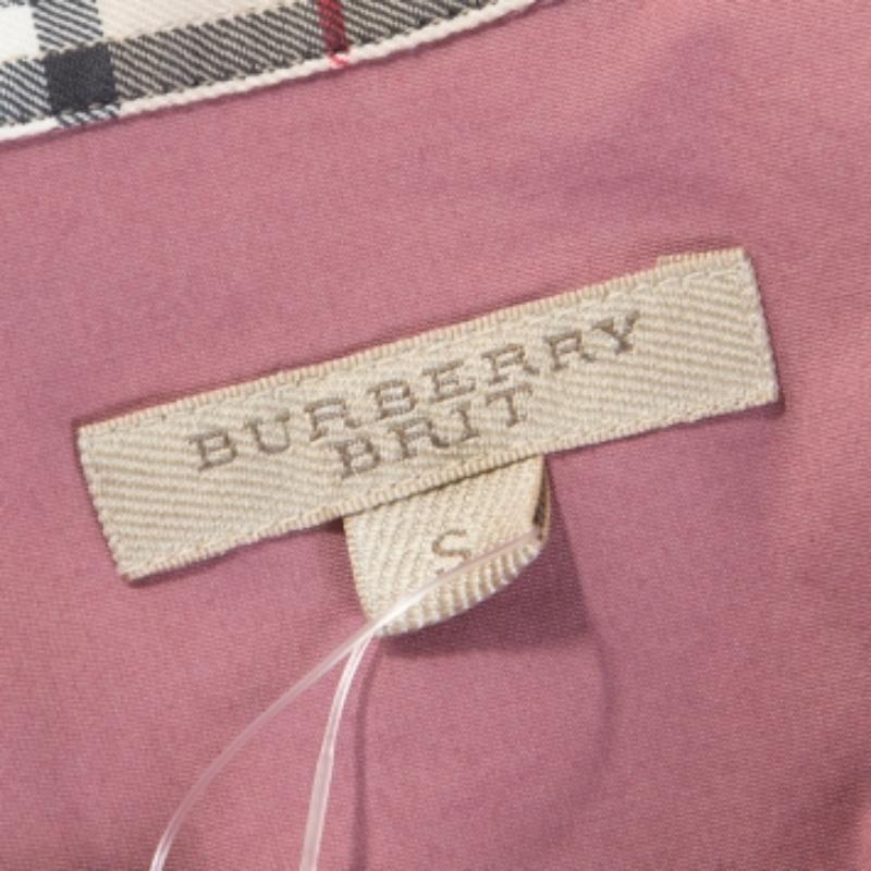 Burberry Brit Pink Stretch Cotton Button Front Shirt S en venta 1