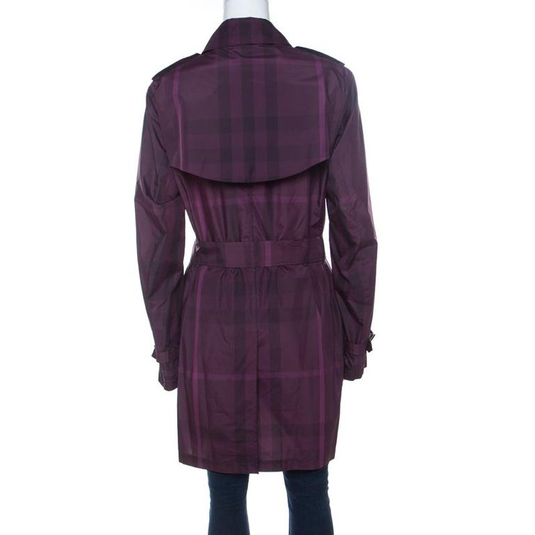 Burberry Brit Purple Quilted Nylon Trench Coat Size 2 - Yoogi's Closet