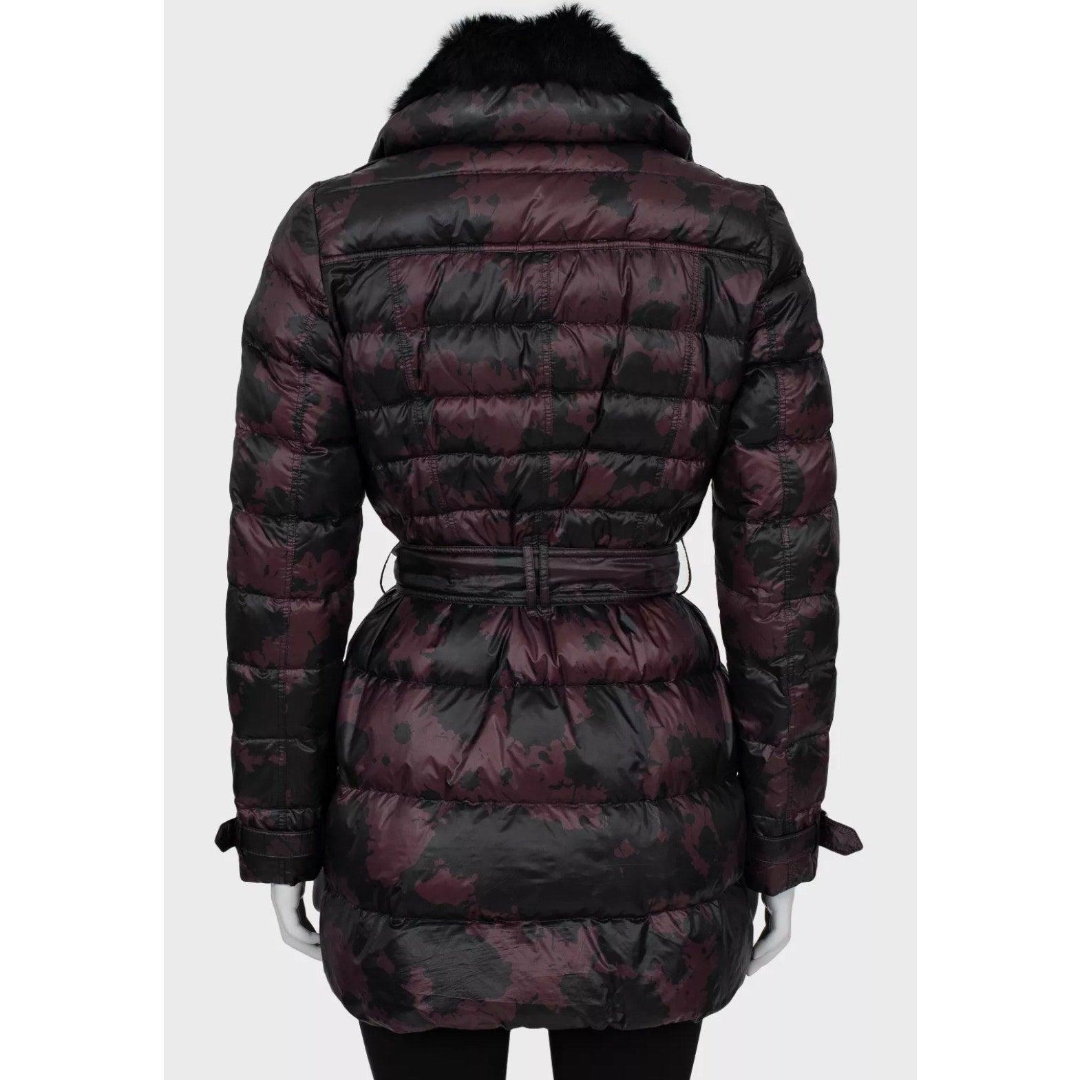 Nero Burberry Brit - Cappotto in piuma stampato e aderente  Sz.S in vendita