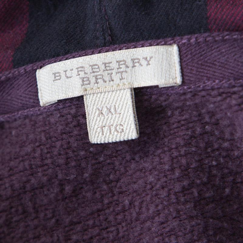 Black Burberry Brit Purple Cotton Hoodie XXL