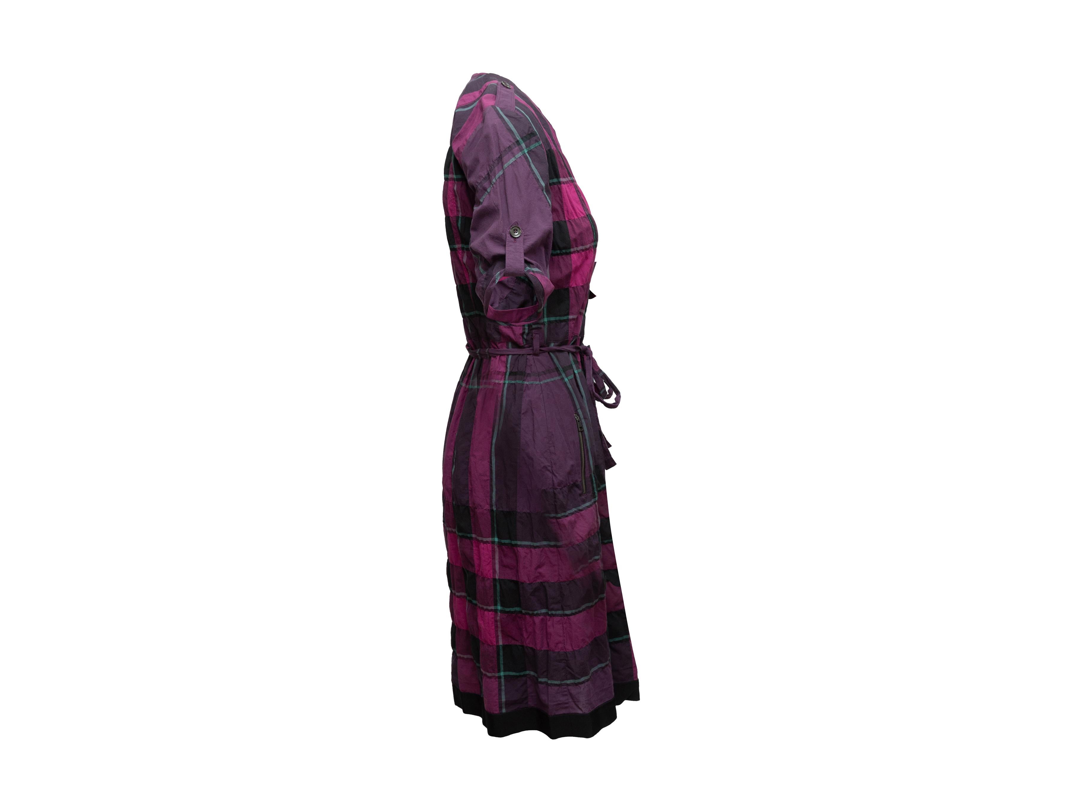 Black Burberry Brit Purple & Multicolor House Check Dress