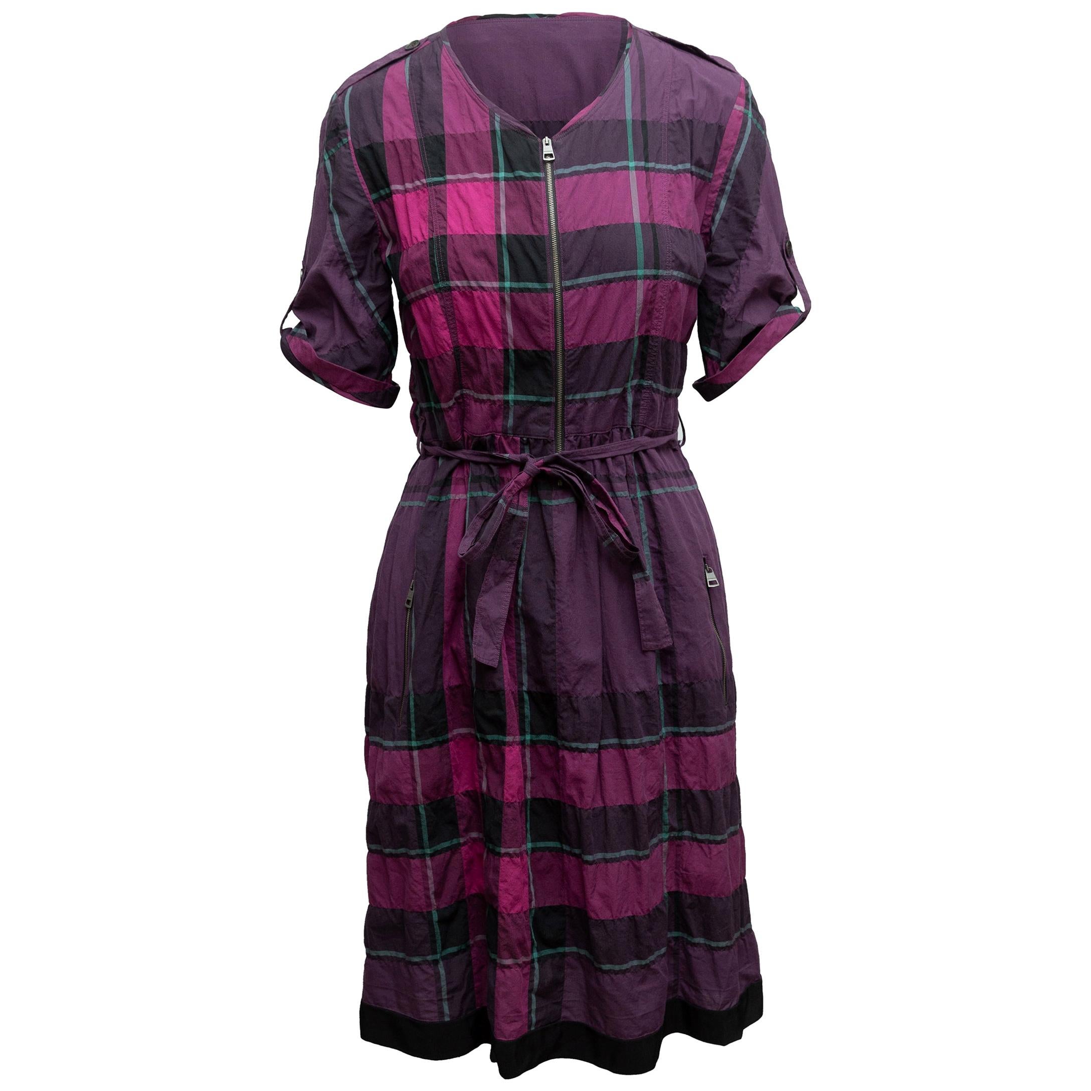 Burberry Brit Purple & Multicolor House Check Dress