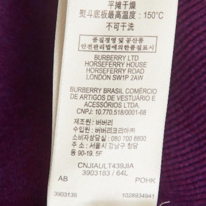 Burberry Brit Sudadera púrpura de punto de lana y algodón con ribete en contraste S Púrpura en venta