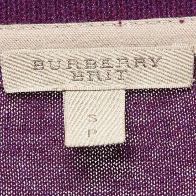 Burberry Brit Sudadera púrpura de punto de lana y algodón con ribete en contraste S en Bueno estado para la venta en Dubai, Al Qouz 2