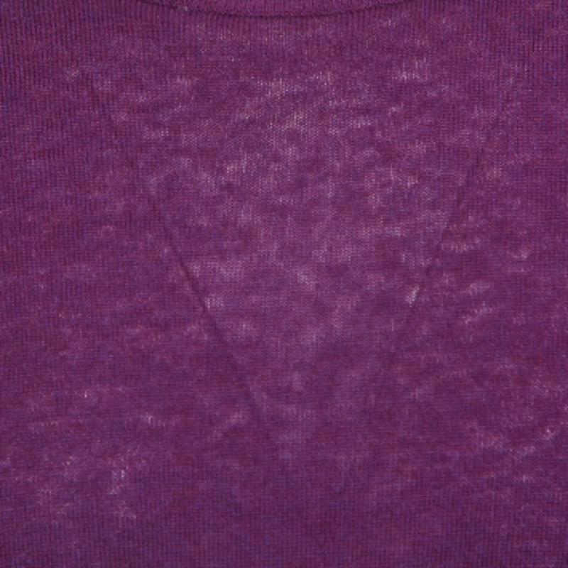 Burberry Brit Sudadera púrpura de punto de lana y algodón con ribete en contraste S en venta 1