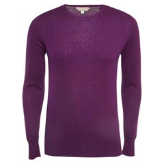 Burberry Brit Purple Wool & Cotton Knit Contrast Trim Sweatshirt S