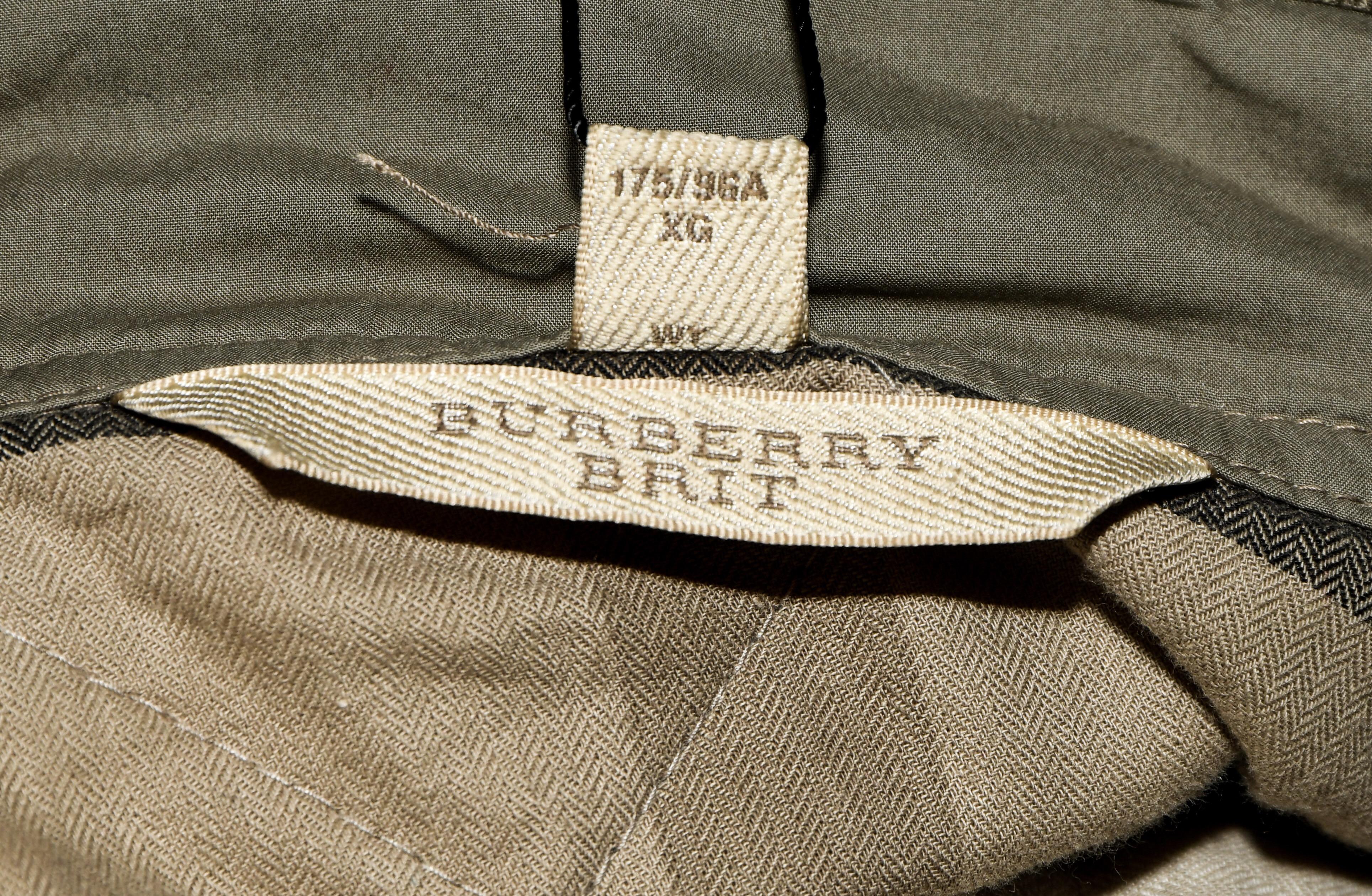 Women's Burberry Brit Quilted Bayleaf Green Cotton Safari Trench Field Jacket  NWT