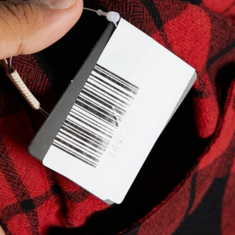 Marron Burberry Brit Red/Black Checked Wool Long Sleeve Blouse M en vente
