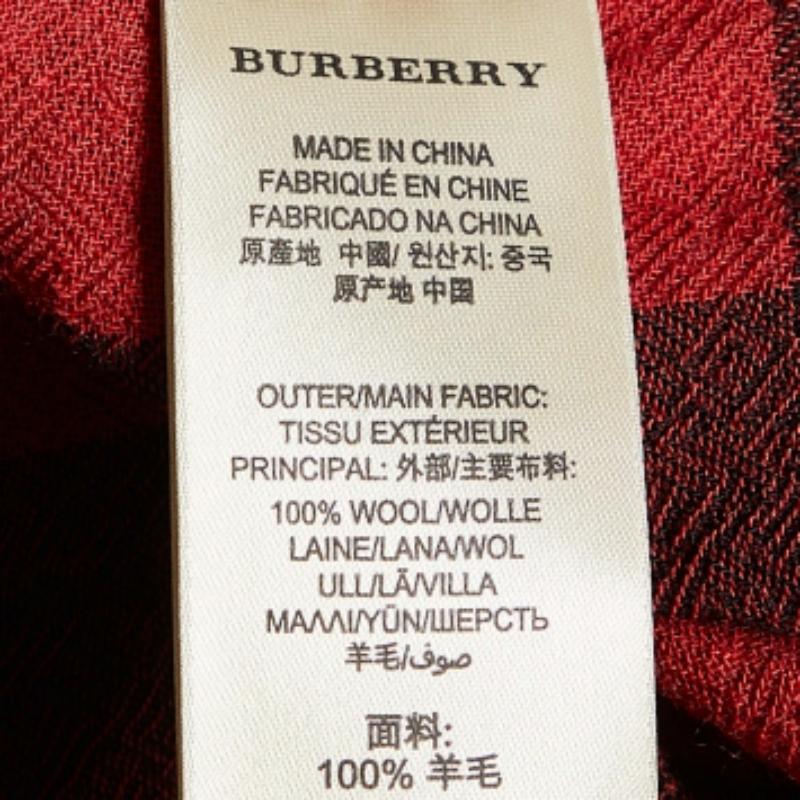 Burberry Brit Red/Black Checked Wool Long Sleeve Blouse M Pour femmes en vente