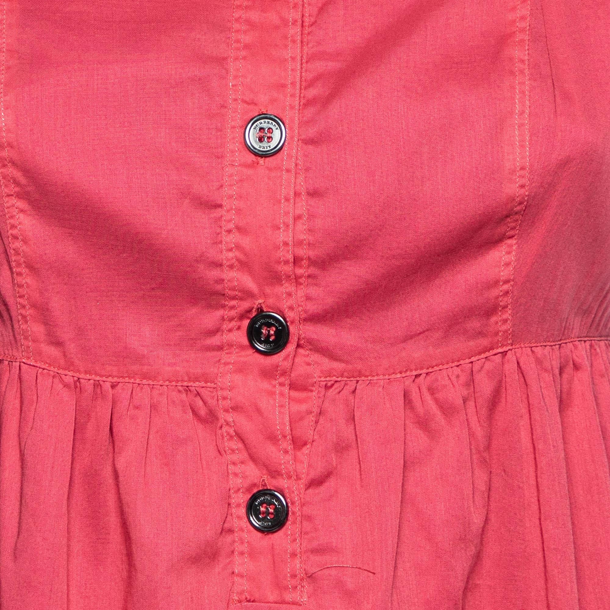Rosso Burberry Brit Vestito senza maniche in cotone rosso S in vendita